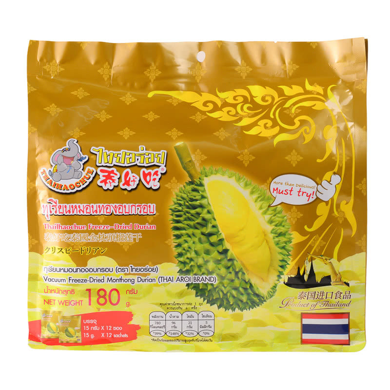 泰好吃(Thailhaochue) 泰國進口 金枕頭榴蓮干 180g(15g*12)